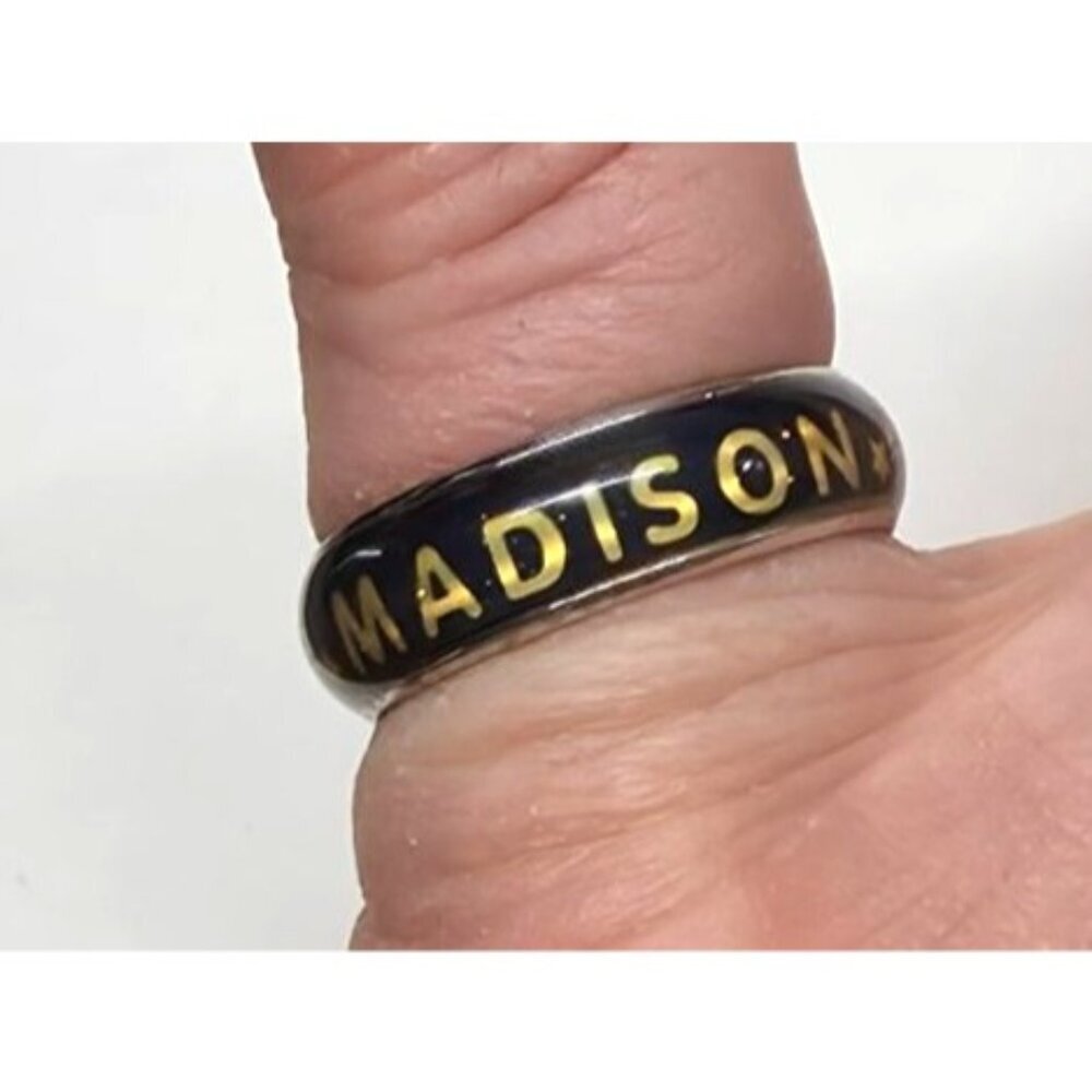 Personalized Name Madison‎ Sparkly Mood Ring Band Size 6.5 Vintage